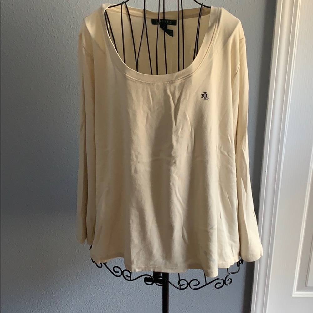Cream Ralph Lauren long sleeve tshirt